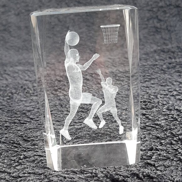 3" Paper Weight Basketball Etched Glass - Picture 3 of 4